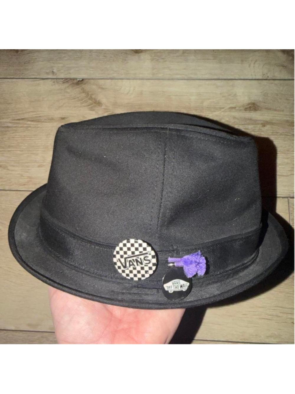 Vans black fedora / trilby hat with original Vans pin details